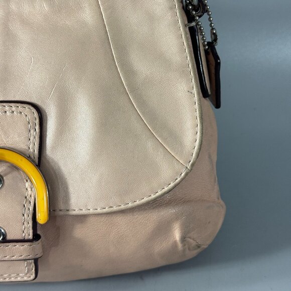 COACH Soho Shell Pearlescent Leather Flap Small Crossbody Purse Bag - Picture 3 of 16